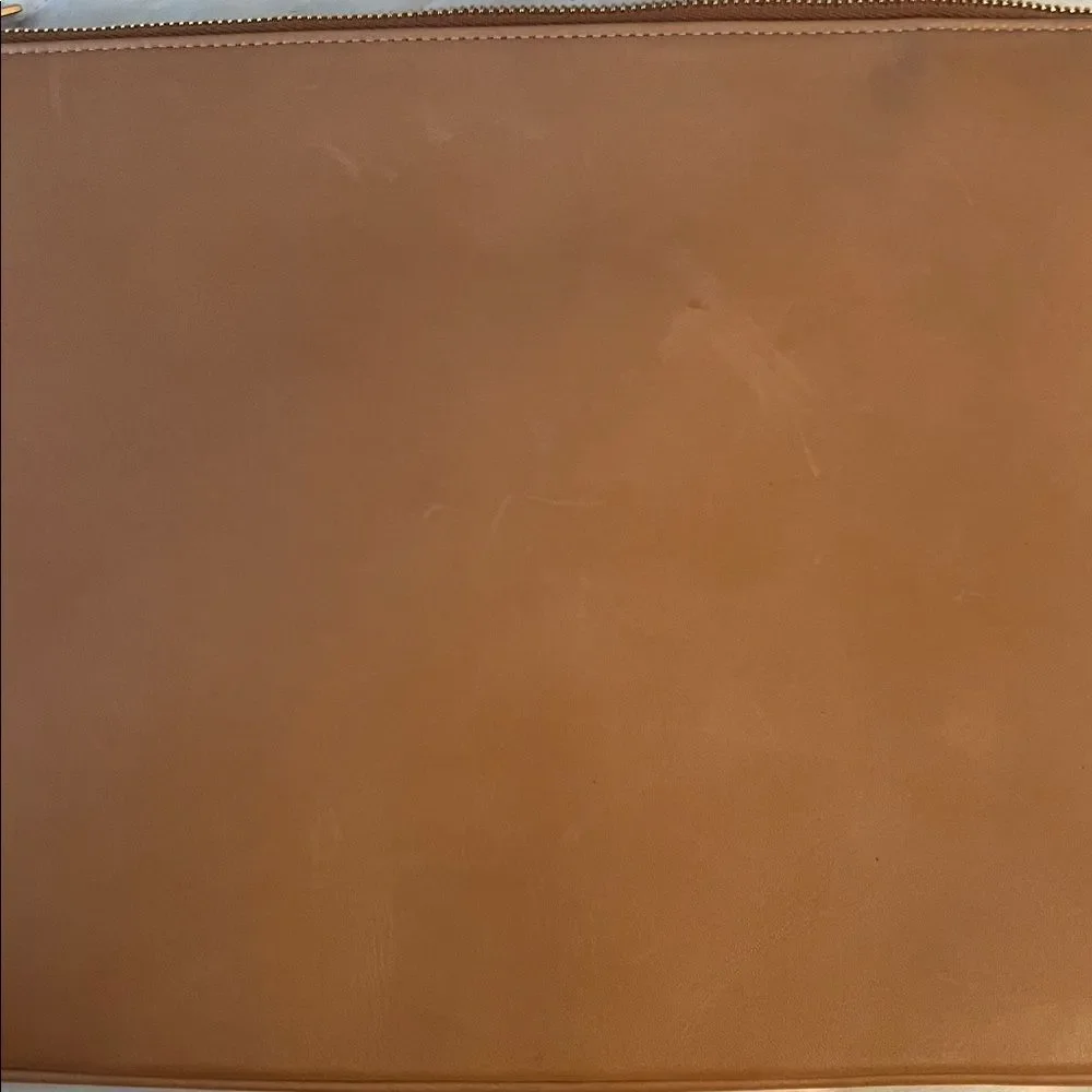 YSL Saint Laurent Rive Gauche Leather Wristlet Pouch - Camel - Picture 13 of 16